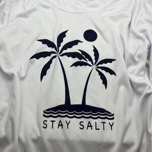 Spicy Tuna Youth Large Swim shirt Rash Guard Long Sleeve Palm Trees Stay Salty